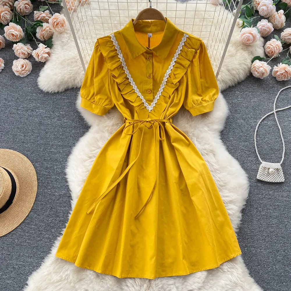 Dresses French Retro Tea Break gentle style, slim waist, lapel, age reducing bubble sleeve woman
Dresses French Retro Tea Break gentle style, slim waist, lapel, age reducing bubble sleeve woman