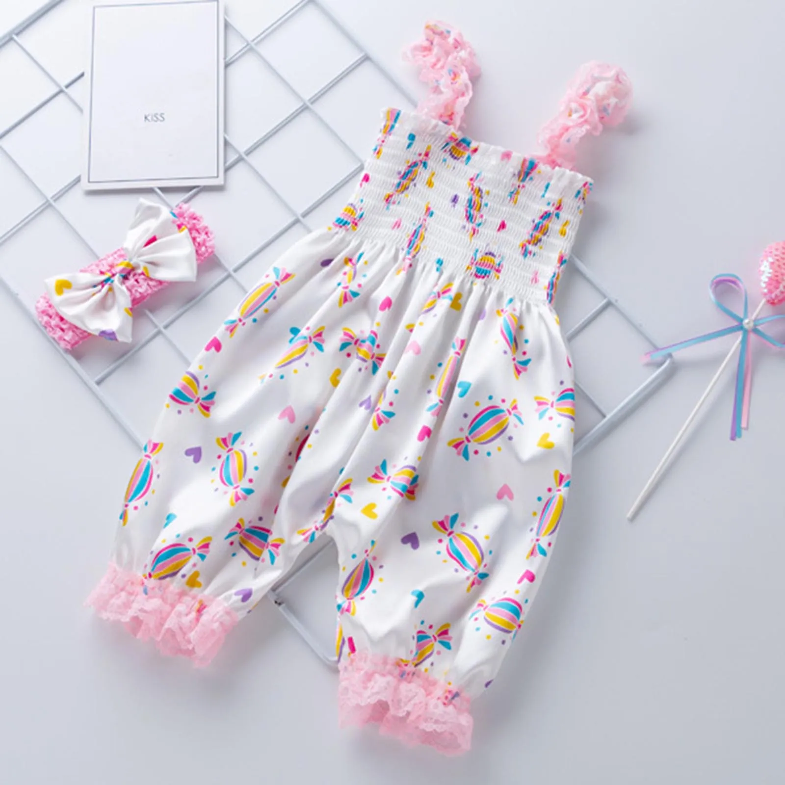 Summer Newborn Baby Girls Rompers Headband Cute Candy Print Baby Clothes Summer Sleeveless Jumpsuit Toddler Infant Outfit 3-24M
Summer Newborn Baby Girls Rompers Headband Cute Candy Print Baby Clothes Summer Sleeveless Jumpsuit Toddler Infant Outfit 3-24M