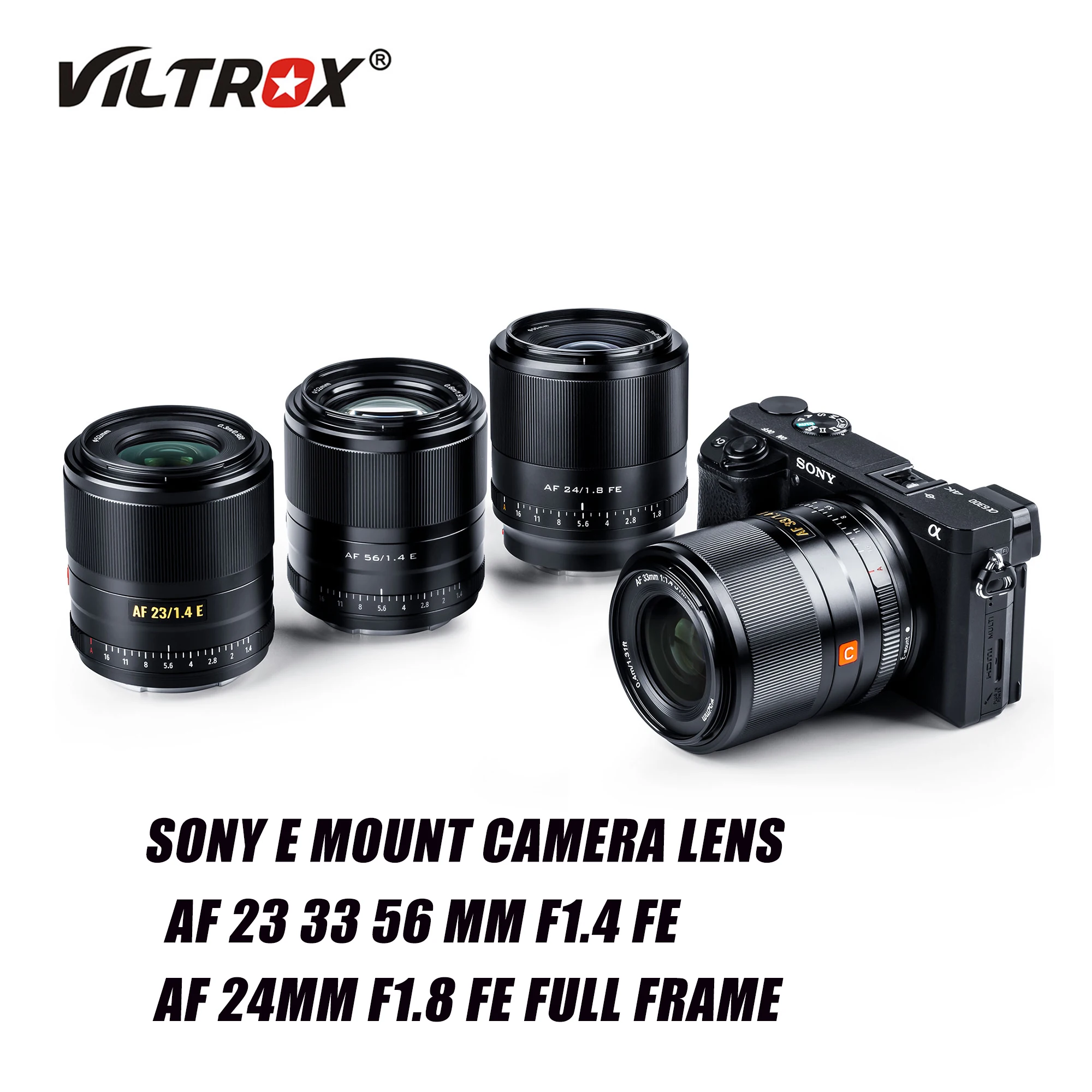 Viltrox 23mm 33mm 56mm F1.4 Auto Focus Prime Large Aperture Lens 24mm F1.8 Full frame Prime Lenses for Sony E Mount Camera Lens
Viltrox 23mm 33mm 56mm F1.4 Auto Focus Prime Large Aperture Lens 24mm F1.8 Full frame Prime Lenses for Sony E Mount Camera Lens