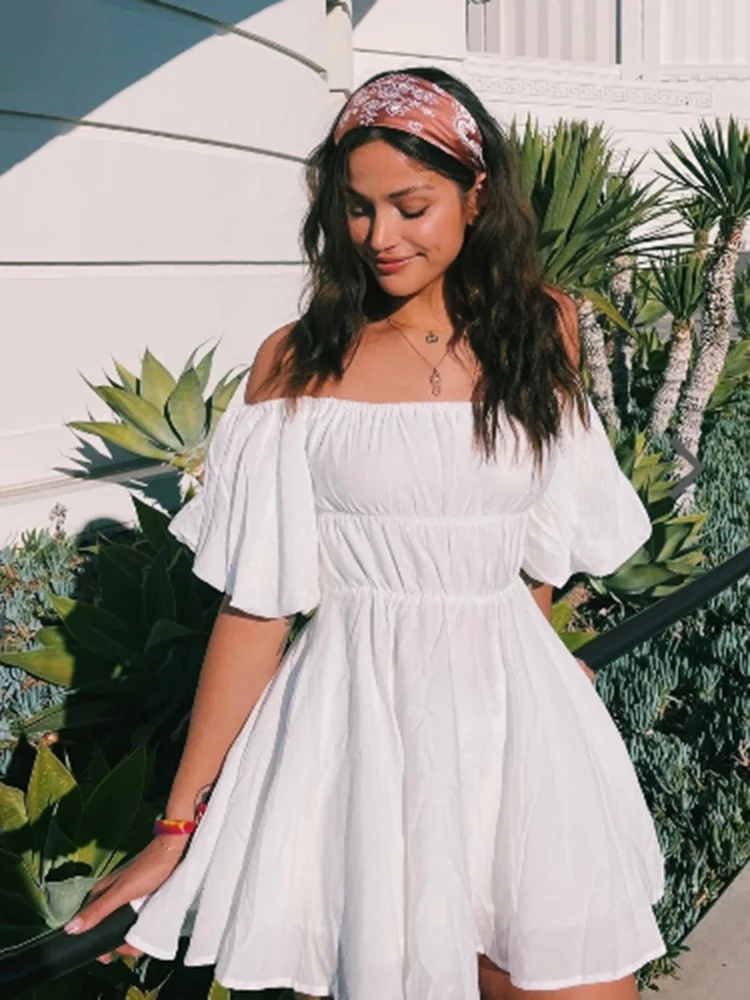 Jastie Puff Sleeve Mini Dress for Women Slash Neck Elastic Waist Hem Puffy Design Dresses 2022 Summer Beach Style Dress Vestido
Jastie Puff Sleeve Mini Dress for Women Slash Neck Elastic Waist Hem Puffy Design Dresses 2022 Summer Beach Style Dress Vestido