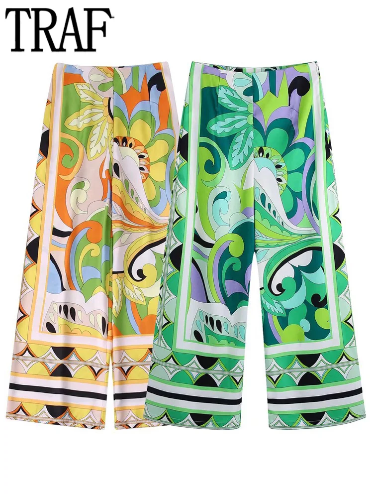 TRAF Print Wide Leg Pants Women Boho High Waist Woman Pants Sets Summer Office Trousers Women Streetwear Baggy Pants for Women
TRAF Print Wide Leg Pants Women Boho High Waist Woman Pants Sets Summer Office Trousers Women Streetwear Baggy Pants for Women