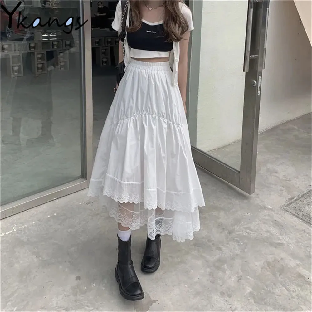 Casual Lace Stitching Vintage High Waist Long Skirt Solid Hip Hop Streetwear korean fashion Skirts
Casual Lace Stitching Vintage High Waist Long Skirt Solid Hip Hop Streetwear korean fashion Skirts