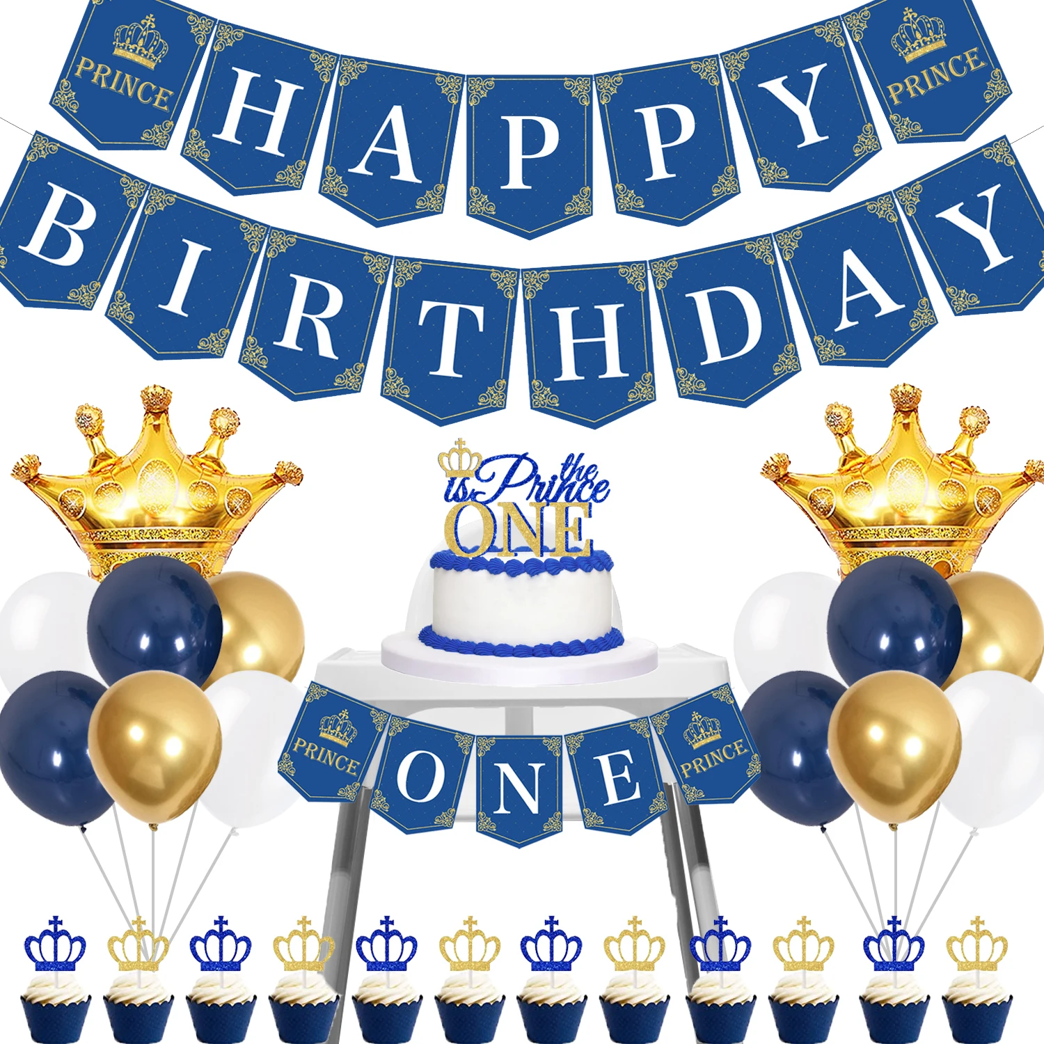 Cheereveal Royal Prince 1st Birthday Party Decoration for Boy First Birthday Banner Crown Balloons Prince One Cake Topper Kit
Cheereveal Royal Prince 1st Birthday Party Decoration for Boy First Birthday Banner Crown Balloons Prince One Cake Topper Kit