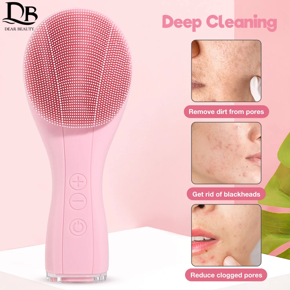 

Silicone Electric Facial Cleansing Brush 6 Modes Face Massager Deep Clean Pores Skin Care Tools Vibration Face Cleanser Brush