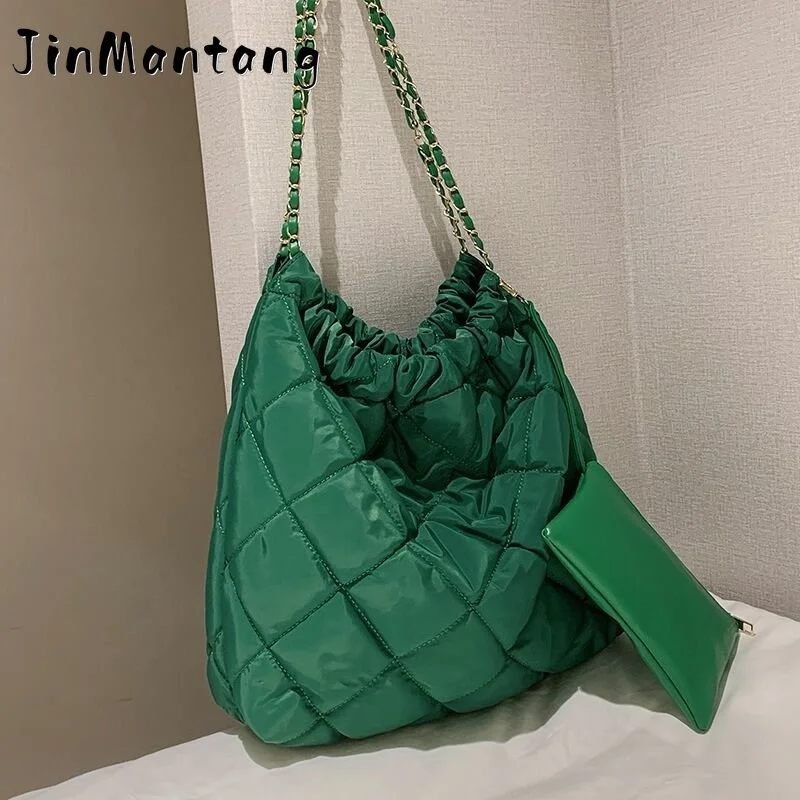 Новые Нейлоновые большие сумки Хобо для женщин, трендовая зимняя модная вместительная сумка-тоут, женские сумки-шопперы для покупок