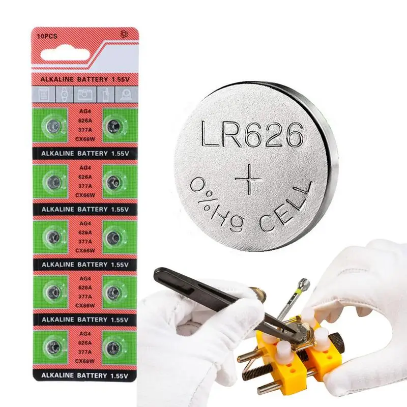 

10pcs AG4 377A 377 LR626 SR626SW SR66 LR66 Watch Battery 1.55V Silver Battery Button Coin Cell For Toy Remote Control Camera