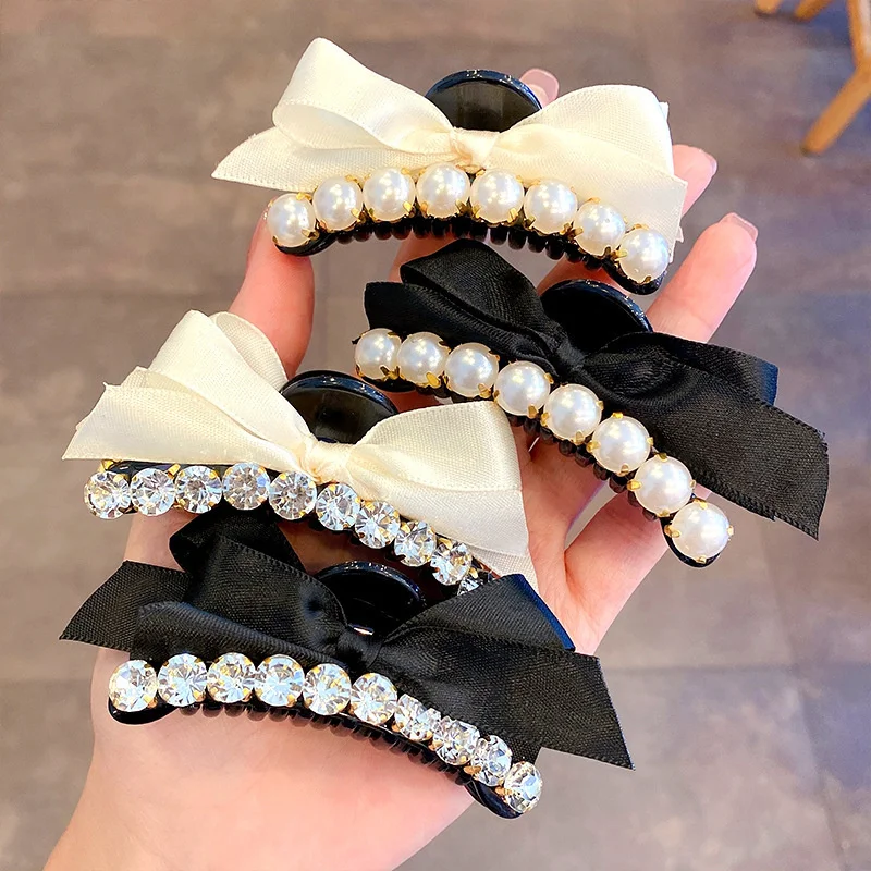 Korean Elegant Bow Hairgrips Headwear 2021 Trendy Pearl Rhinestone Hair Crab Clip Sweet Girls Hair Claws Women Hair Accessories
Korean Elegant Bow Hairgrips Headwear 2021 Trendy Pearl Rhinestone Hair Crab Clip Sweet Girls Hair Claws Women Hair Accessories