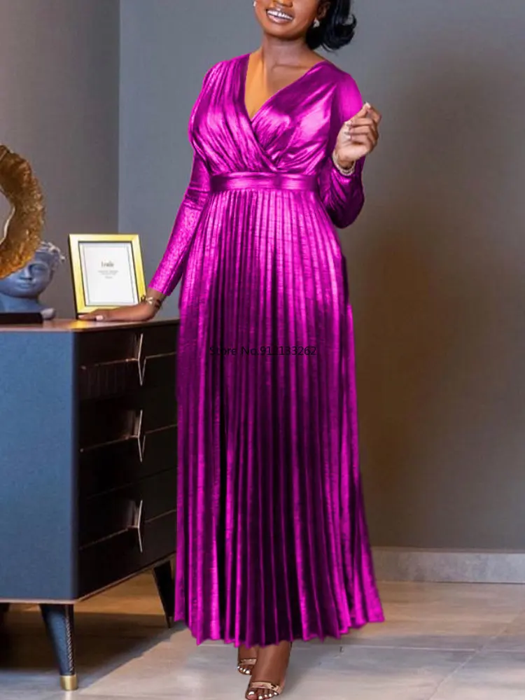 Evening Dresses Fall 2022 New Elegant Long Pleated Flowy Dress Luxury Metallic Shimmer Backless Fit Flare Prom Party Robe Femme
Evening Dresses Fall 2022 New Elegant Long Pleated Flowy Dress Luxury Metallic Shimmer Backless Fit Flare Prom Party Robe Femme