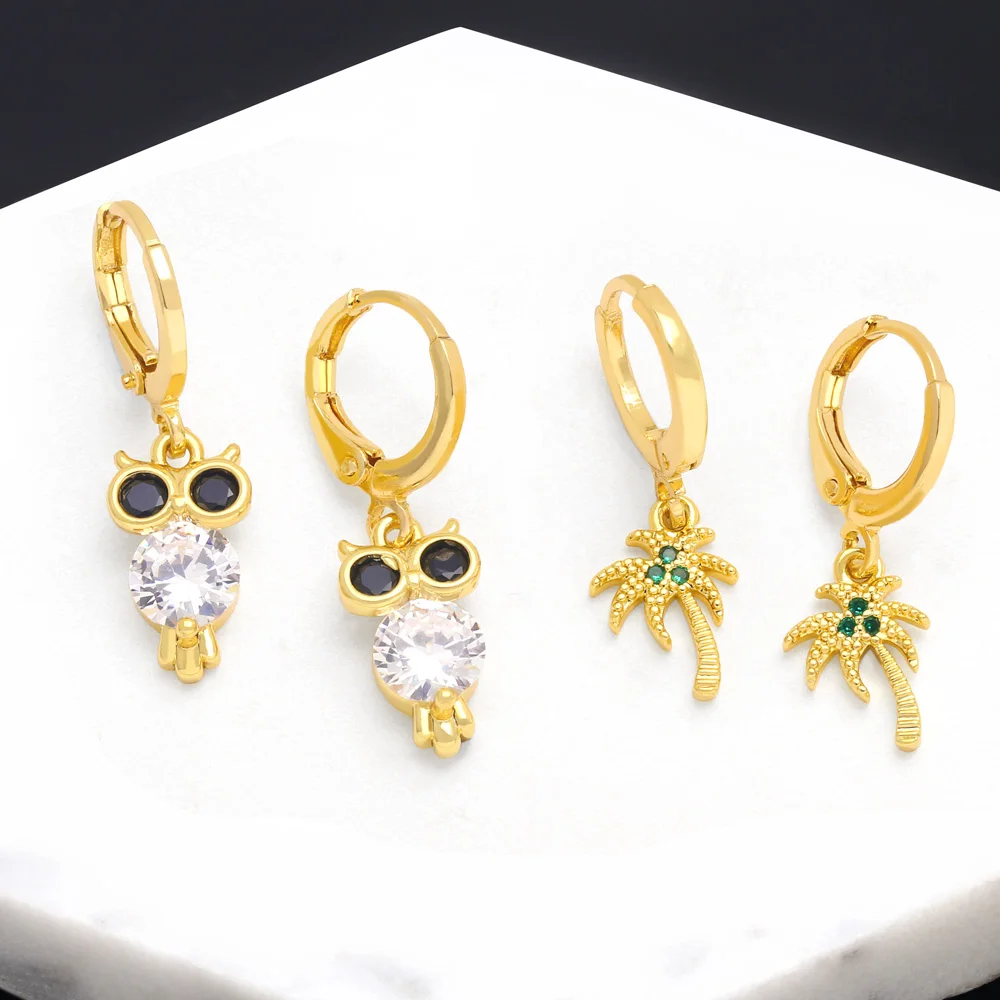 Cute Small Owl Dangle Earrings for Women Copper Zircon Palm Tree Earrings Gold Plated Jewelry Friends Gifts ersa105
Cute Small Owl Dangle Earrings for Women Copper Zircon Palm Tree Earrings Gold Plated Jewelry Friends Gifts ersa105