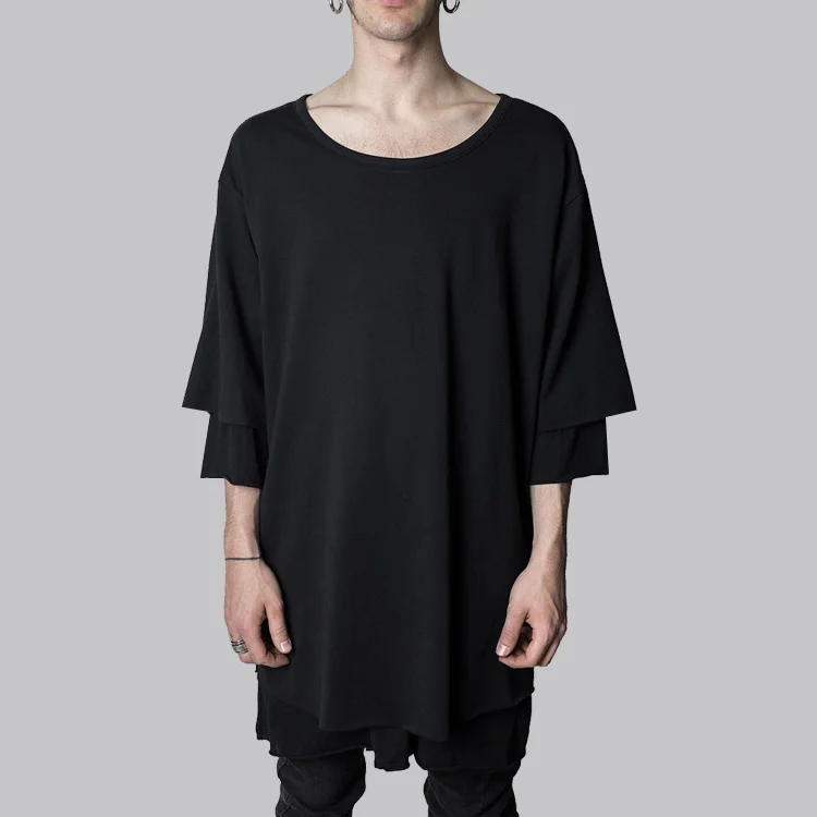 raw-edge Double-layer T-shirt loose five-point sleeves men and women niche dark street design basic primer
raw-edge Double-layer T-shirt loose five-point sleeves men and women niche dark street design basic primer