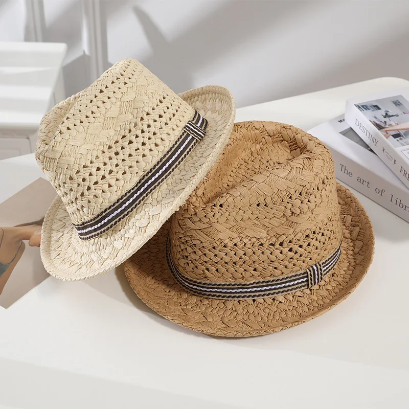 

2022 New Summer Wheat Straw Boater Top Flat Hat for Women Wide Brim Cap Femme Ete Beach Sun Hats Sombreros De Sol Chapeau Paille