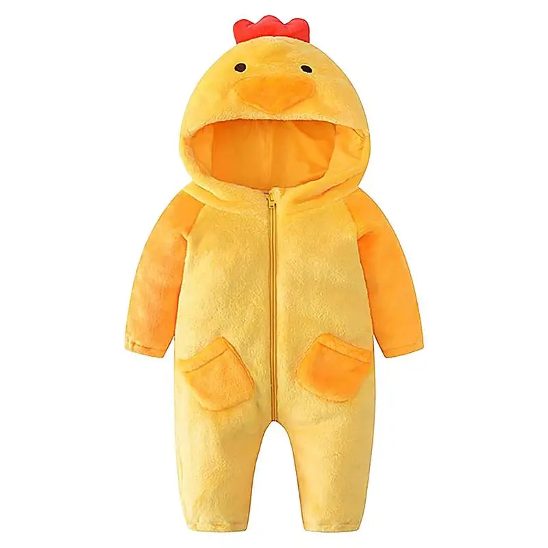 

Chicken Onesie For Kids Children Animal Cartoon Hooded Zippered Costume Breathable Elastic Rompers For Party Indoor Wear