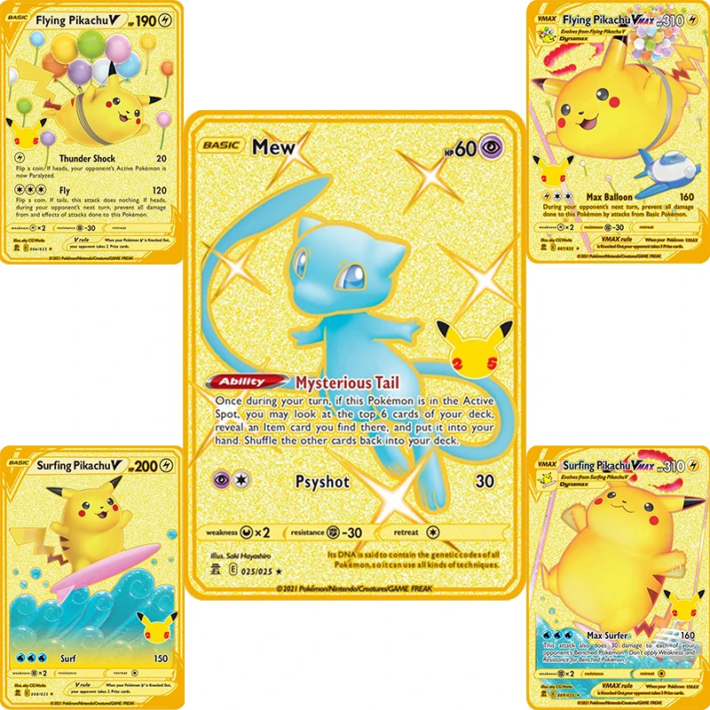 Pokemon Pikachu 25th Anime Charizard Vmax Metal Card Game Battle Card Gold Pikachu Collection Card Christmas Gift Kids Toys
Pokemon Pikachu 25th Anime Charizard Vmax Metal Card Game Battle Card Gold Pikachu Collection Card Christmas Gift Kids Toys