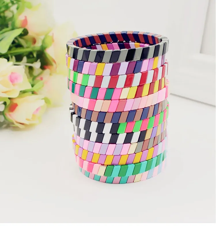 Niche Design Elegant Fashion Macaron Color Enamel Women's Bracelet Bohemian Geometry DIY Stretch Bracelet Bangle Accessories 
Niche Design Elegant Fashion Macaron Color Enamel Women's Bracelet Bohemian Geometry DIY Stretch Bracelet Bangle Accessories