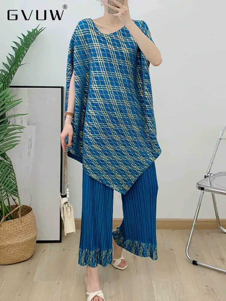 GVUW Print Pleated Two Piece Set Womens' Irregular Short Sleeve O-neck Top Color Block Wide Leg Pants 2023 Summer Female 17G1792
GVUW Print Pleated Two Piece Set Womens' Irregular Short Sleeve O-neck Top Color Block Wide Leg Pants 2023 Summer Female 17G1792