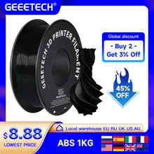 Geeetech ABS 3D Filament 1.75mm 1KG plastic, 3D Printer Material, Tangle-Free, Non-Toxic, Vacuum Packaging White Black