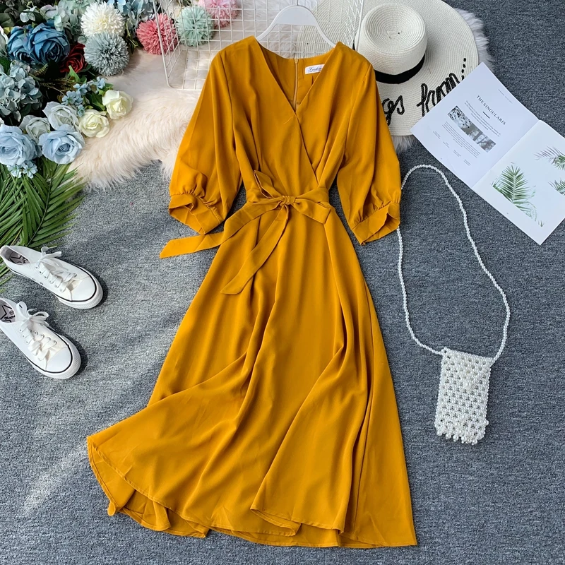 New Women Casual Long Robe Fashion Summer V Neck Sexy with Belt Bandage Dresses Ladies Vintage Korean Green Dress Vestidos Mujer
New Women Casual Long Robe Fashion Summer V Neck Sexy with Belt Bandage Dresses Ladies Vintage Korean Green Dress Vestidos Mujer