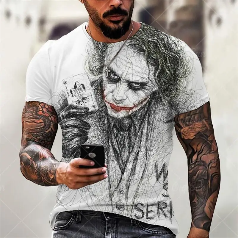 Fashionable Street Summer Men's Short Sleeved T-shirt with Clown Pattern, 3D Printing, Comfortable and Breathable, 
Fashionable Street Summer Men's Short Sleeved T-shirt with Clown Pattern, 3D Printing, Comfortable and Breathable,