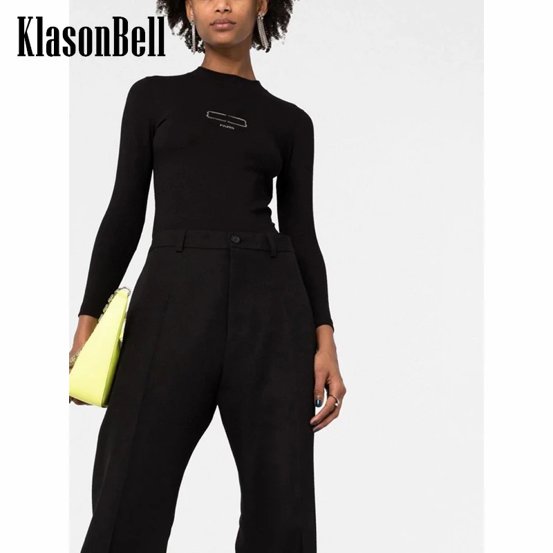 8.25 KlasonBell Rhinestone Letter Slim Stretch Long Sleeve Black Short T-Shirt Women
8.25 KlasonBell Rhinestone Letter Slim Stretch Long Sleeve Black Short T-Shirt Women