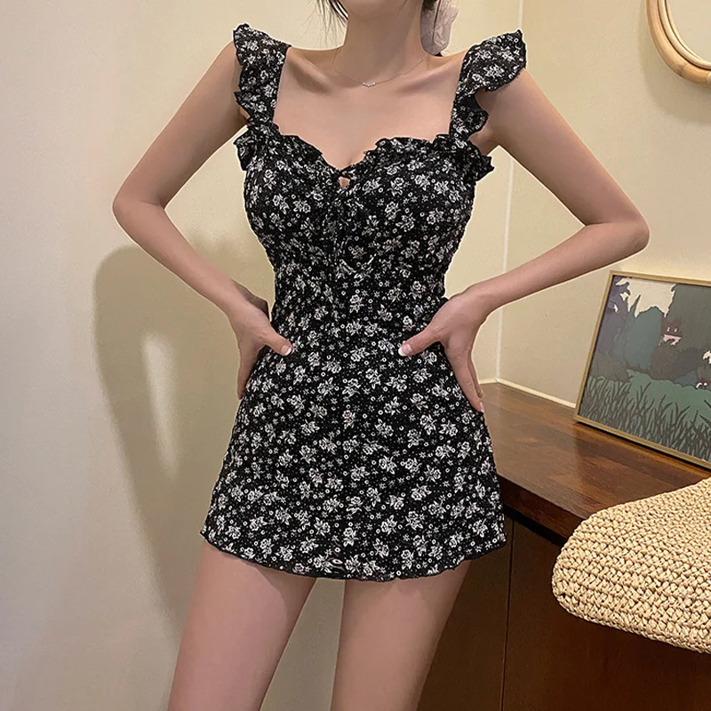 Black Floral Printing One Pieces Women Swimwear with Straps Korean Printed Female Swimsuit Summer Surfing Beachwear Bathing Suit
Black Floral Printing One Pieces Women Swimwear with Straps Korean Printed Female Swimsuit Summer Surfing Beachwear Bathing Suit