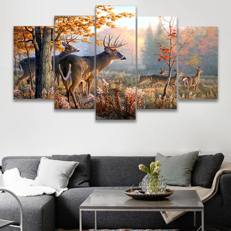 Modern Wall HD Printed Canvas Painting Art Modular Poster Frame 5 Panel Forest Deer Landscape Home Decor Living Room Pictures
Modern Wall HD Printed Canvas Painting Art Modular Poster Frame 5 Panel Forest Deer Landscape Home Decor Living Room Pictures