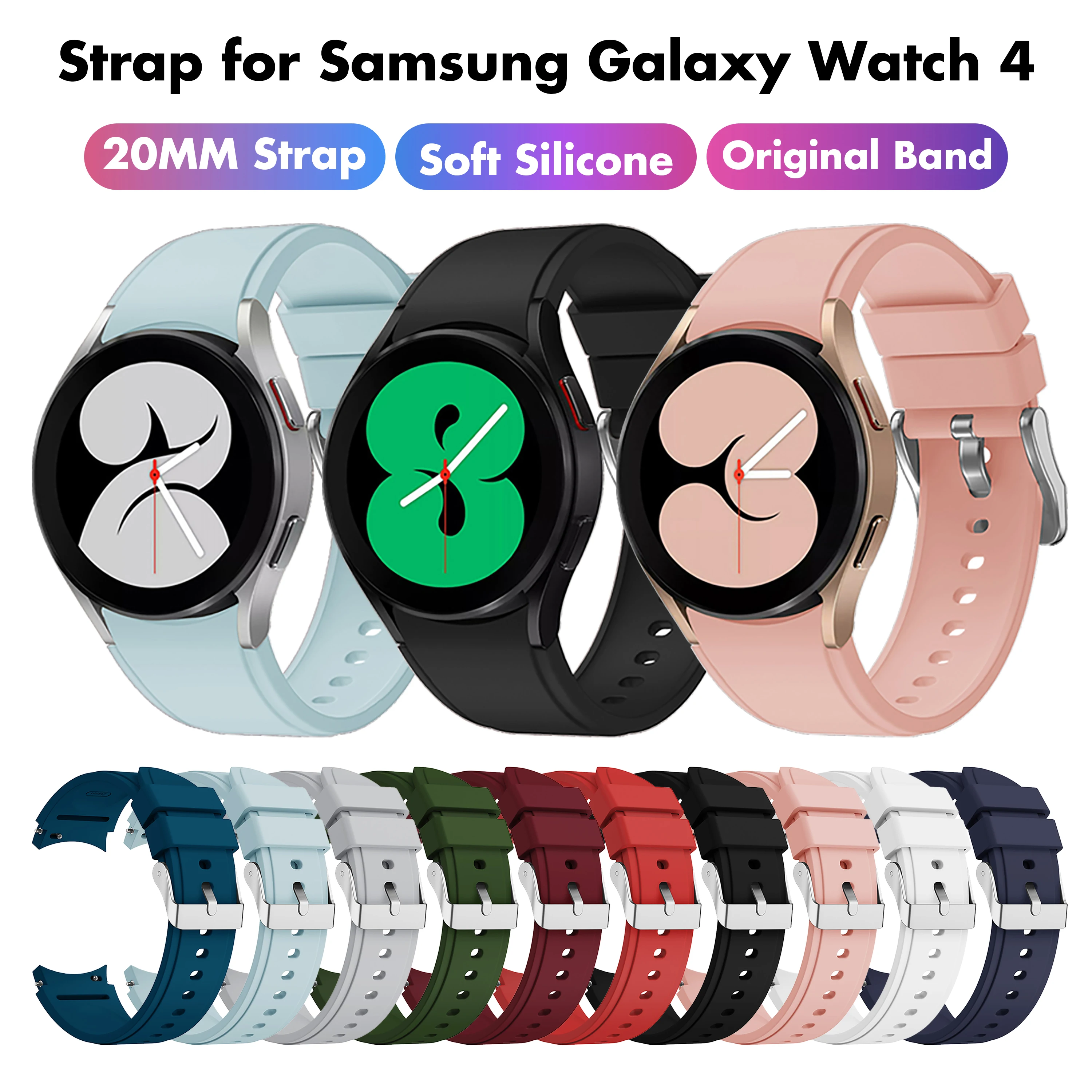 Silicone Band for Samsung Galaxy Watch 4 classic 42MM 46MM Smart watch Strap 20MM Bracelet for Galaxy watch 4 40mm 44mm Correa
Silicone Band for Samsung Galaxy Watch 4 classic 42MM 46MM Smart watch Strap 20MM Bracelet for Galaxy watch 4 40mm 44mm Correa