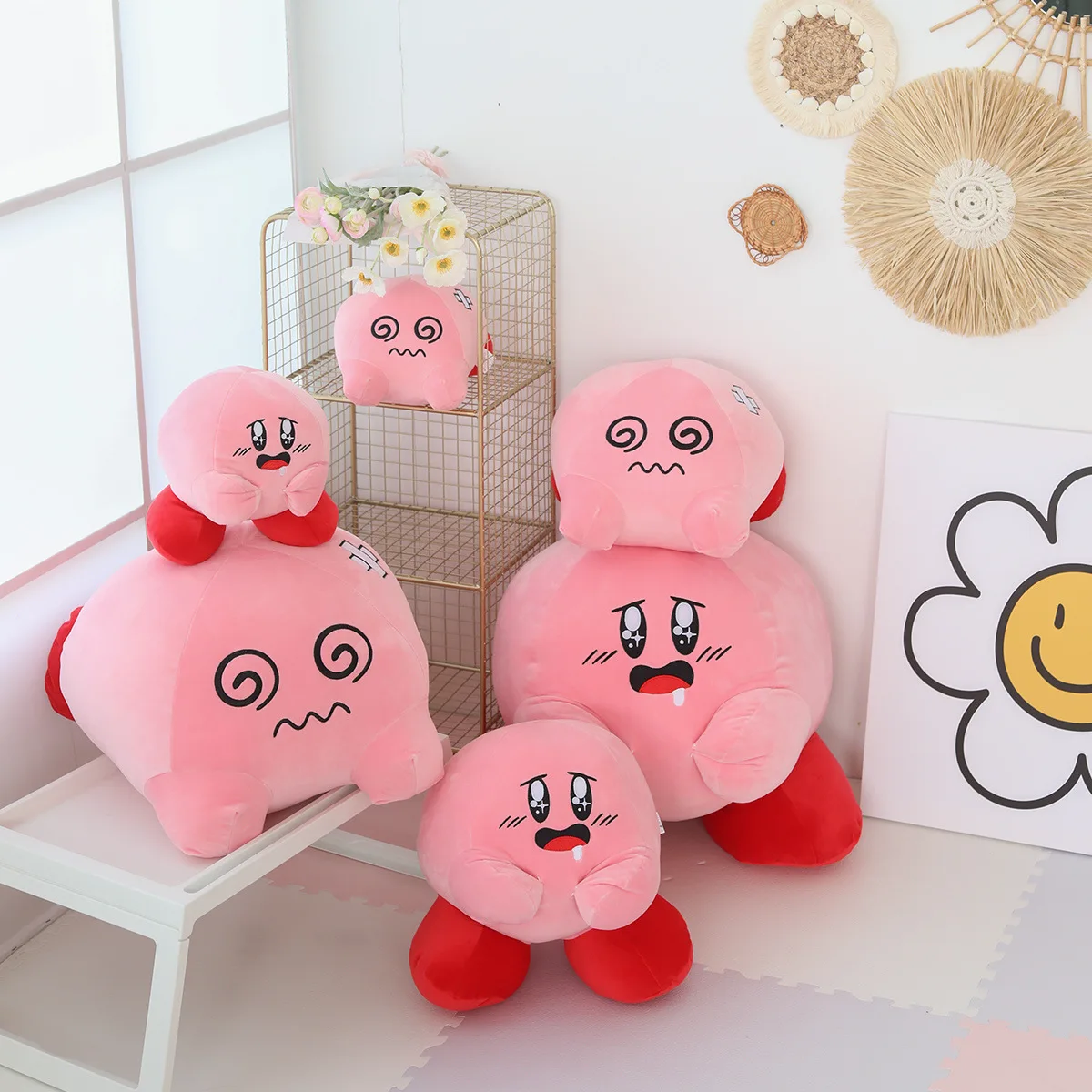 

2023 New Anime Cartoon Soft Cute Star Kirby Doll Dizzy Drooling Expression Throw Pillow Girl Children Kirby Kawaii Gift