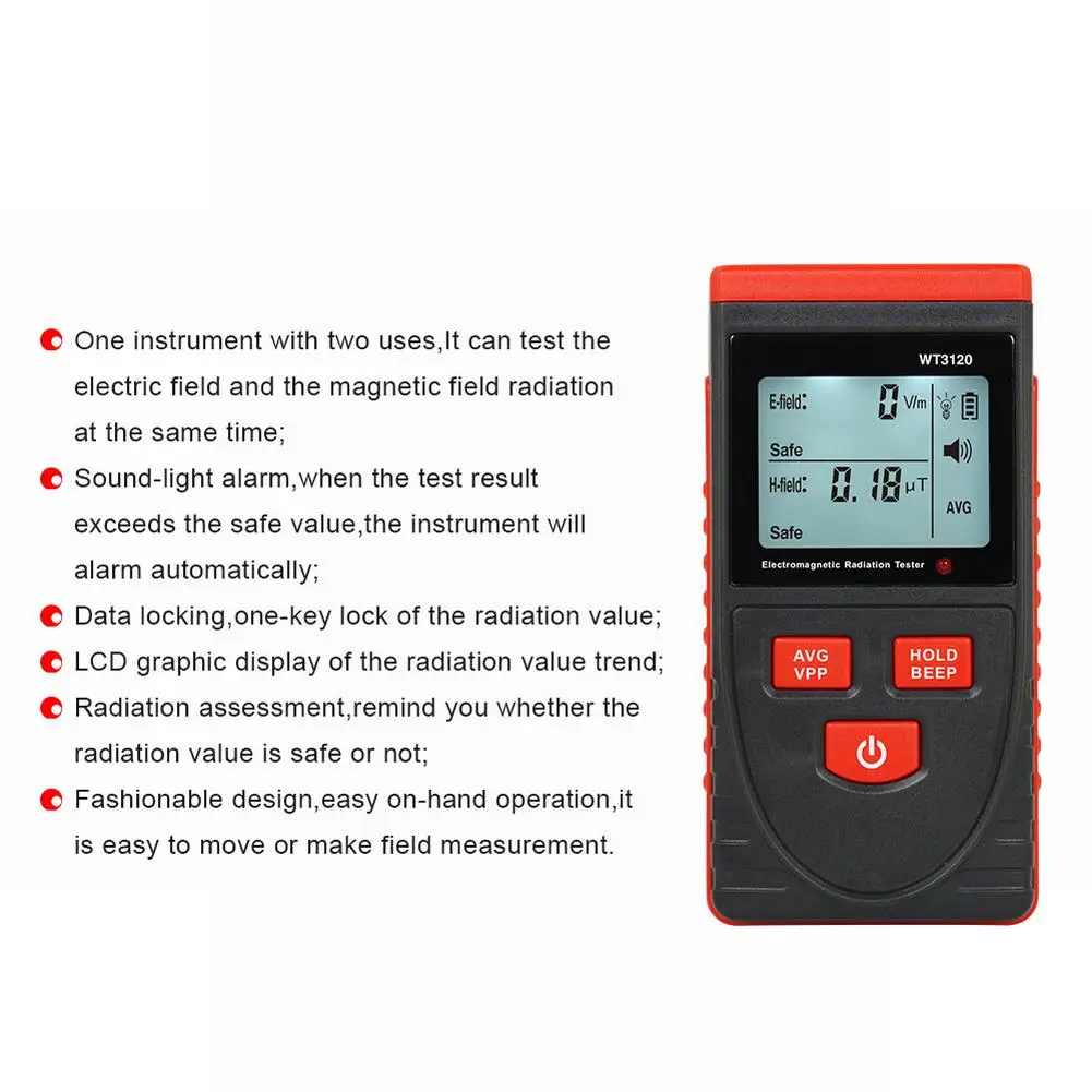 Geiger Counter E-magnetic Tester WT3120 Dosimeter EMF Meter Electromagnetic Radiation Detector Radiation Tester
Geiger Counter E-magnetic Tester WT3120 Dosimeter EMF Meter Electromagnetic Radiation Detector Radiation Tester