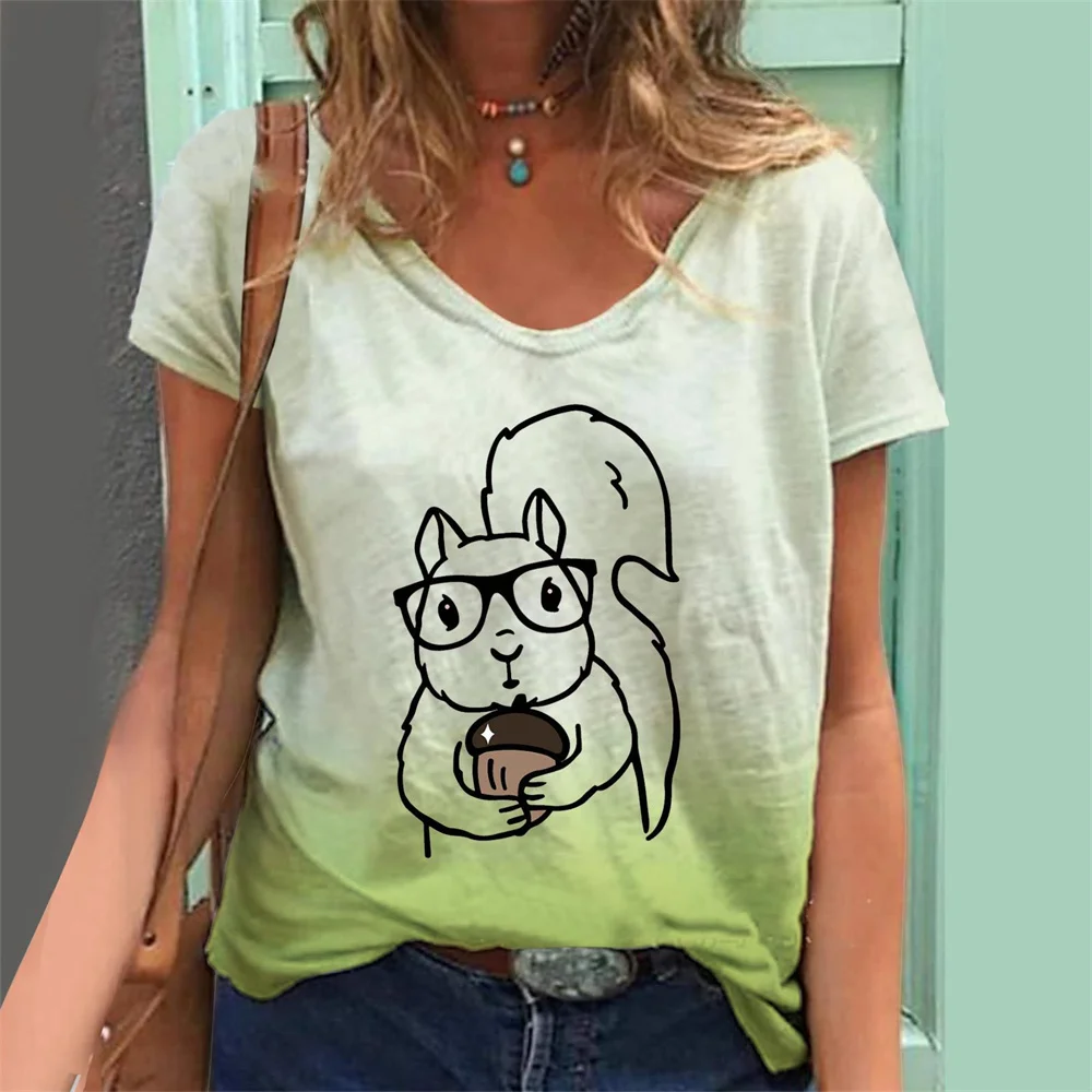 Women's Shirts Squirrel Printed Female T Shirts 3d Animal Pattern Clothing Summer Girl V-Neck Short Sleeve Tshirts Oversized Top
Women's Shirts Squirrel Printed Female T Shirts 3d Animal Pattern Clothing Summer Girl V-Neck Short Sleeve Tshirts Oversized Top