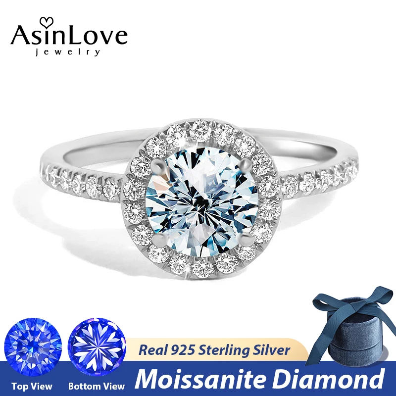 

Женское кольцо с круглыми камнями AsinLove, обручальное кольцо с искусственным бриллиантом 0,5-3 карата, ювелирное изделие из стерлингового серебра 925 пробы