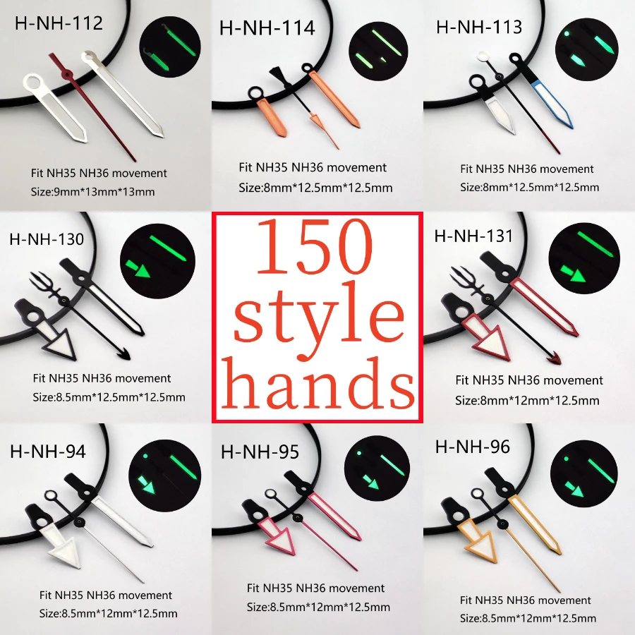 Watch accessories watch pointer NH35, NH36 hands pointer green luminous, suitable for NH35, NH36 movement
Watch accessories watch pointer NH35, NH36 hands pointer green luminous, suitable for NH35, NH36 movement