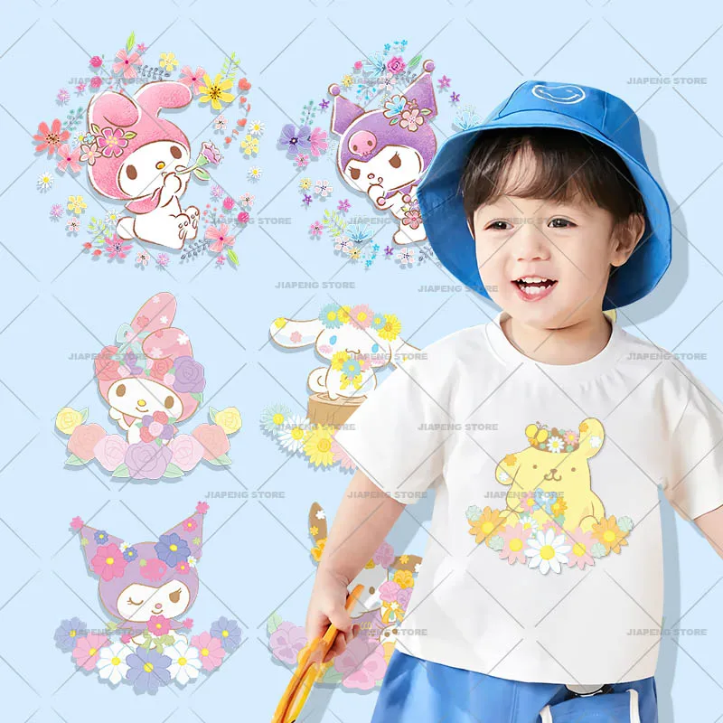 Sanrio Flower Kuromi Printed Heat Transfers Vinyl Sticker For Girls Clothes Anime Cartoon Melody Ironing Patches On T-shirt DIY
Sanrio Flower Kuromi Printed Heat Transfers Vinyl Sticker For Girls Clothes Anime Cartoon Melody Ironing Patches On T-shirt DIY