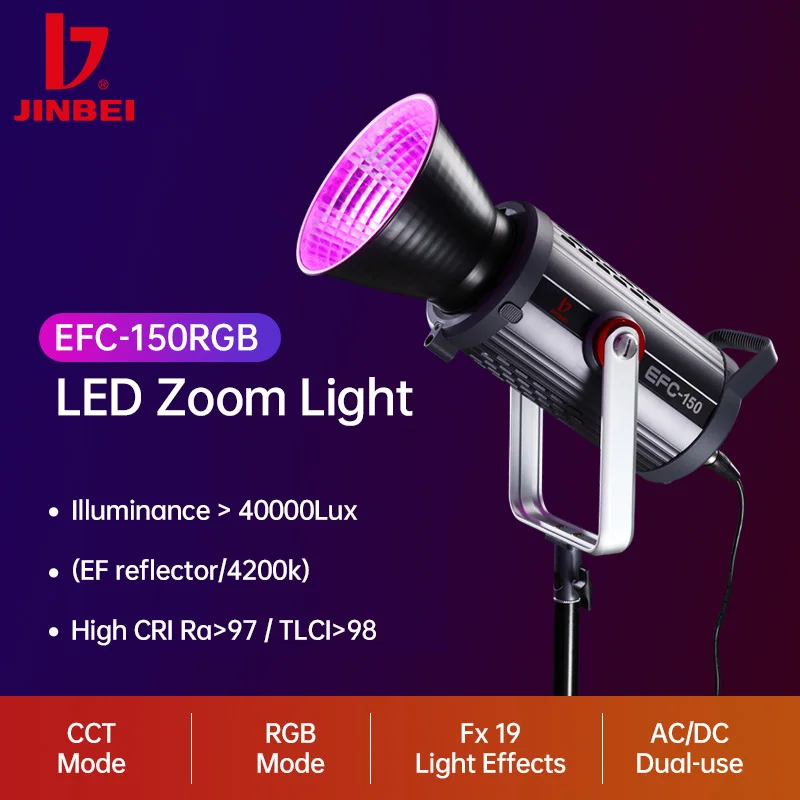 JINBEI EFC-150W RGB LED Video Light Photography Lighting For Live Streaming/ Video Recording/ Photography With Bowens Mount
JINBEI EFC-150W RGB LED Video Light Photography Lighting For Live Streaming/ Video Recording/ Photography With Bowens Mount