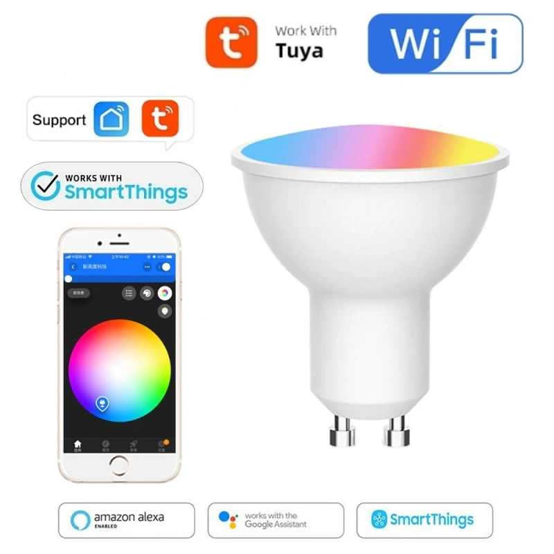 LED GU10 Light Bulb Adjustable Brightness WiFi Smart Dimmable Bulbs Voice Control Smart Home Work With Tuya Alexa Google Home
LED GU10 Light Bulb Adjustable Brightness WiFi Smart Dimmable Bulbs Voice Control Smart Home Work With Tuya Alexa Google Home