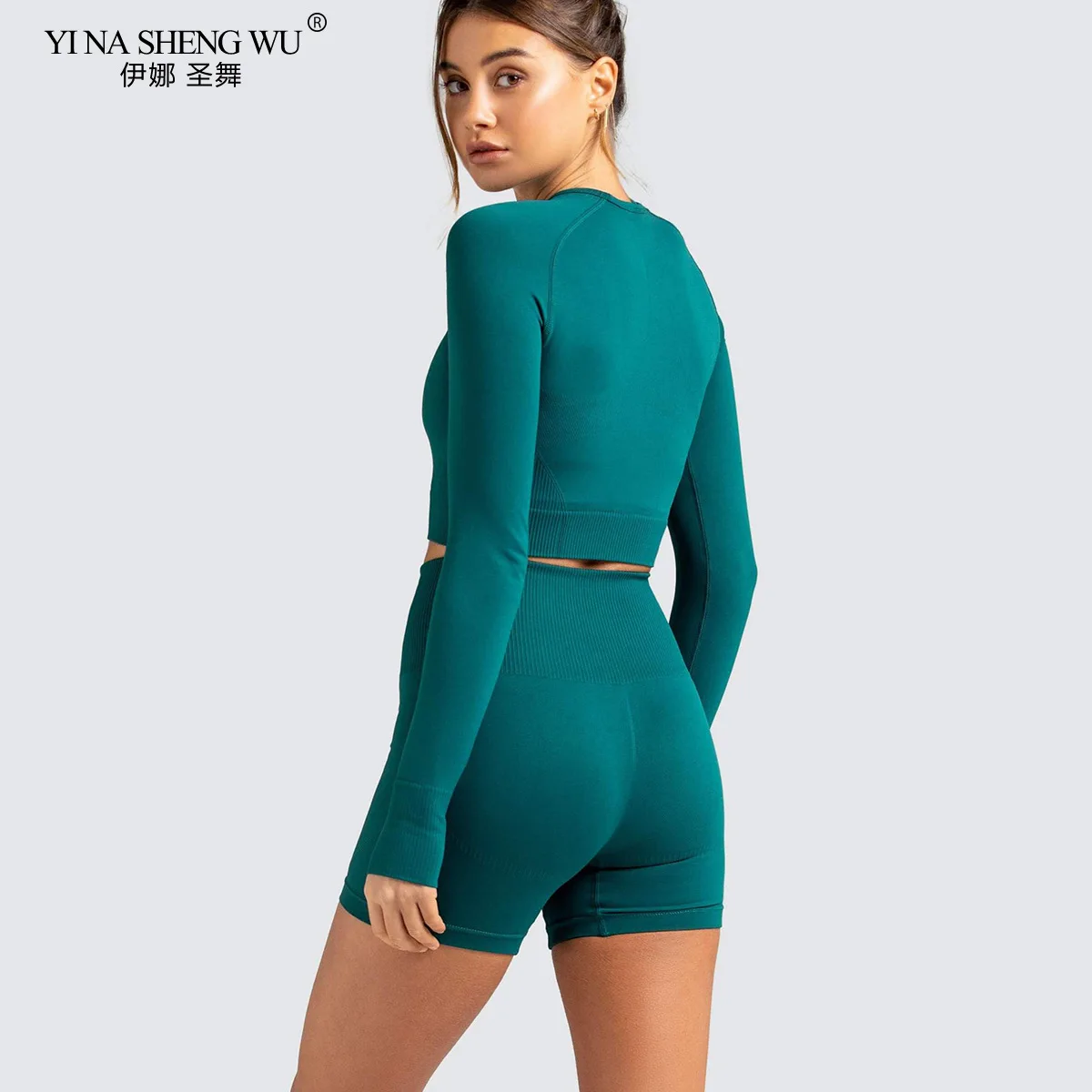 Seamless Yoga Set Women 2pcs Two Piece Long Sleeve Crop Top T-Shirt Short Leggings Outfit Clothes Gym Wear Fitness Sport Sets
Seamless Yoga Set Women 2pcs Two Piece Long Sleeve Crop Top T-Shirt Short Leggings Outfit Clothes Gym Wear Fitness Sport Sets