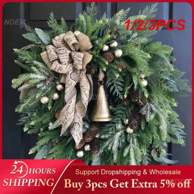 

1/2/3PCS Christmas Wreath With Christmas Pine Cone Pine Needle Merry Christmas Garlands Decorations Ornaments Noel New Year 2022