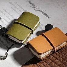 Mini Vintage Notebook Handmade Leather Notepad Portable Travel Diary Journal Planner Schedule Organizer Kawaii Stationery Office