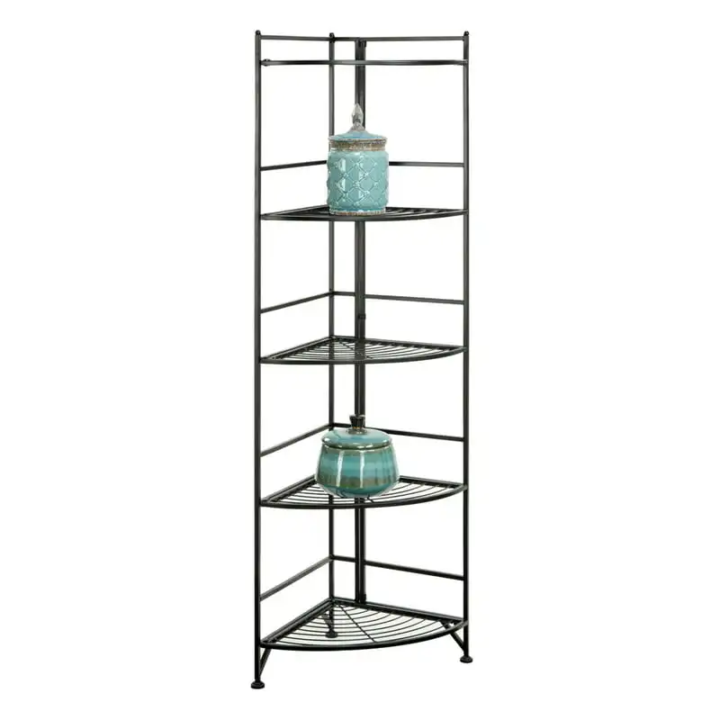 Freshly Modern 5-Tier Folding Black Metal Corner Storage Shelf: Sturdy Home & Office Accessory for Books, Plants, Media & More.
Freshly Modern 5-Tier Folding Black Metal Corner Storage Shelf: Sturdy Home & Office Accessory for Books, Plants, Media & More.