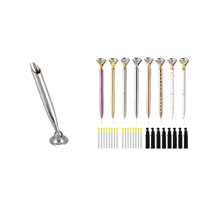 1X Office Desktop Pen Holder & Big Diamond Pens-16 Ink Pen Refills (Blue, Black) 8 Jewel Pens With 8 Velvet Gift Bags
1X Office Desktop Pen Holder & Big Diamond Pens-16 Ink Pen Refills (Blue, Black) 8 Jewel Pens With 8 Velvet Gift Bags