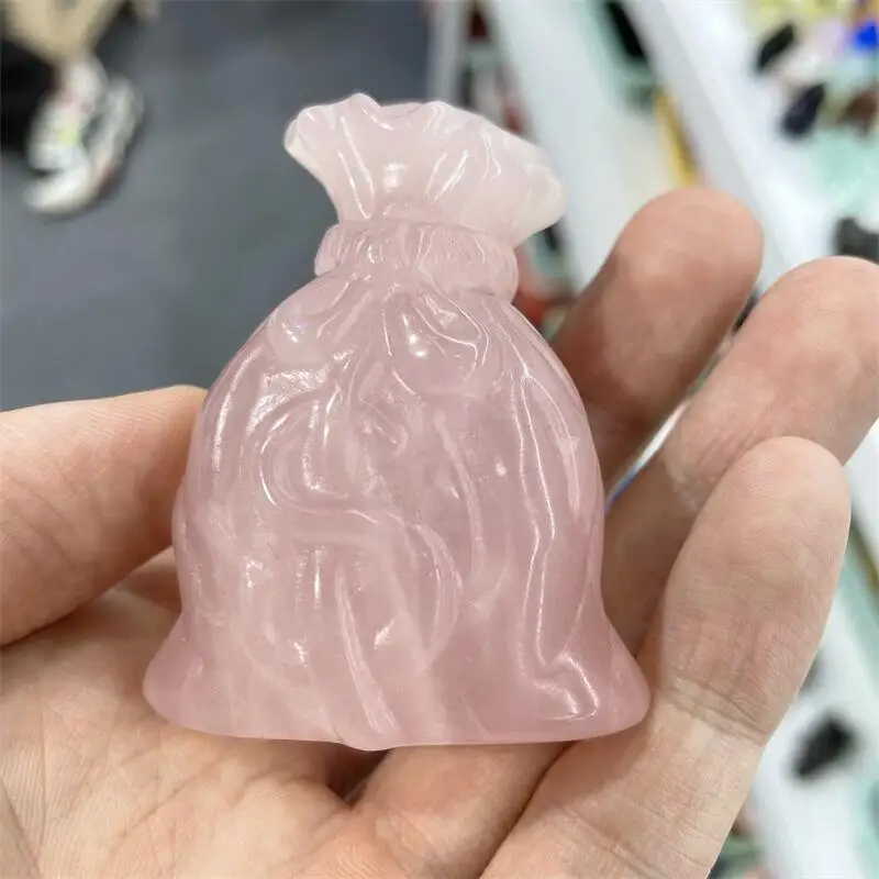Natural Rose Quartz Purse Hand-Carved Crystal Healing Stone For Home Decoration Crafts Gift
Natural Rose Quartz Purse Hand-Carved Crystal Healing Stone For Home Decoration Crafts Gift