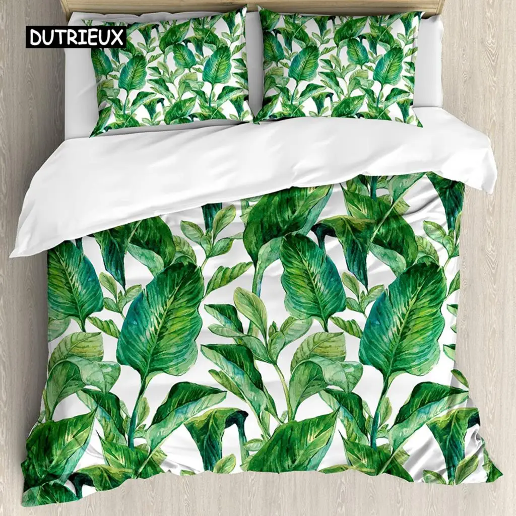 Leaf Duvet Cover Set Romantic Holiday Island Hawaiian Banana Trees Bedding Set Double Queen King Full Size Polyester Qulit Cover
Leaf Duvet Cover Set Romantic Holiday Island Hawaiian Banana Trees Bedding Set Double Queen King Full Size Polyester Qulit Cover