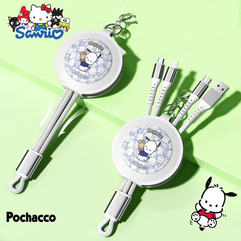 66W Three-In-One USB Data Cable Kawaii Sanrio Cinnamoroll Kuromi Pochacco Cute Stretchable Charging Cable Keychain Girls Gifts
66W Three-In-One USB Data Cable Kawaii Sanrio Cinnamoroll Kuromi Pochacco Cute Stretchable Charging Cable Keychain Girls Gifts