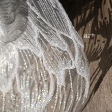 Heavy Industry Wings Hollow out See-through Flash Powder Rhinestone Mesh Mesh Wedding Dress Designer Fabric