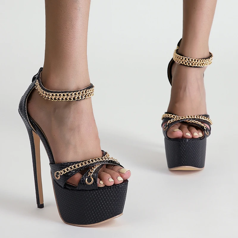Platform Cross Sandals Snakeskin Pattern 16cm Super High-Heeled Sandals Women Ankle Buckle High Heels Open Toe Sexy Stilettos
Platform Cross Sandals Snakeskin Pattern 16cm Super High-Heeled Sandals Women Ankle Buckle High Heels Open Toe Sexy Stilettos