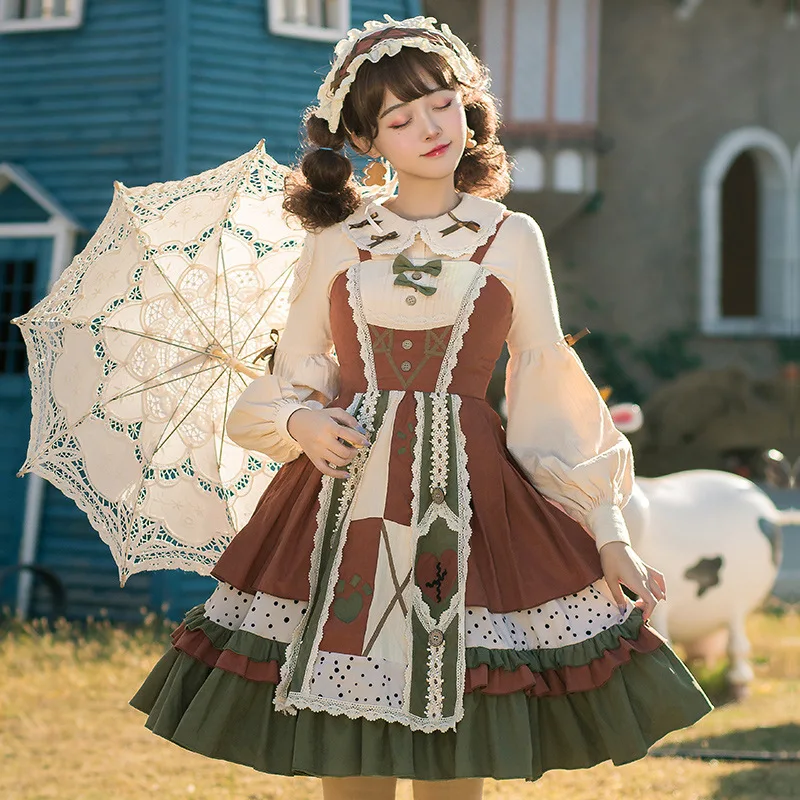 

Lolita Dresses Women Kawaii Jumper Skirts Girls Miads Princess Sweet Cute Summer Dress Japanese Harajuku Cosplay Costume Dress