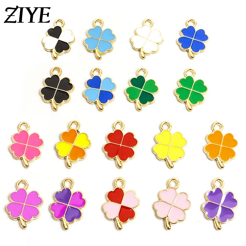 

10pcs 11*18mm Enamel Clover Charms for Jewelry Making Lucky Earring Pendant Bracelet Necklaces Accessories Diy Handmade Findings