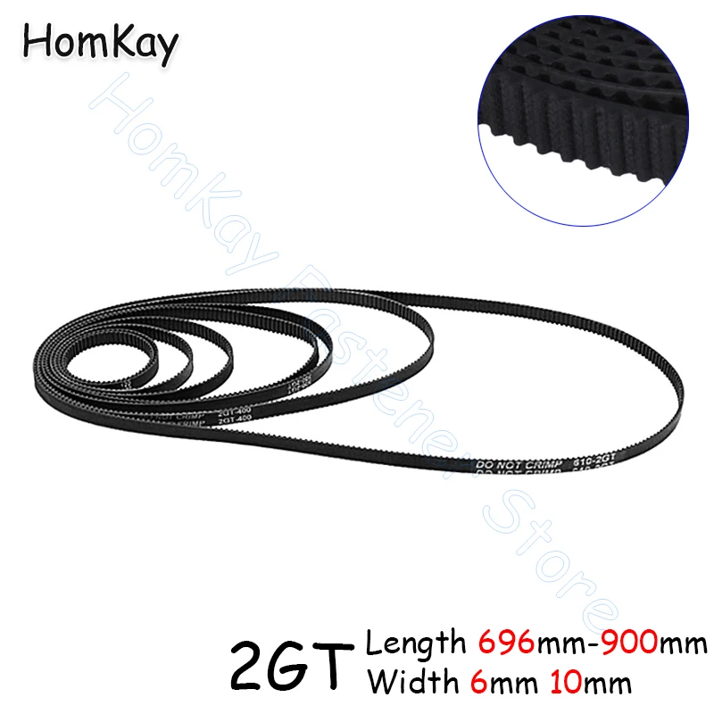 

2GT Synchronous Timing Belt GT2 2M Rubber Closed Pitch 2mm Length 696mm 740 752 760 784 810 840 848 852 860 900mm width 6mm 10mm