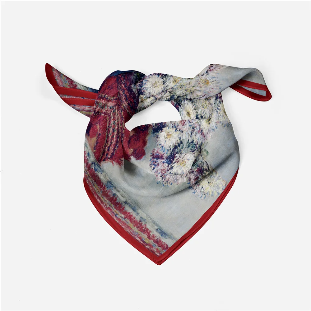 53cm Luxury Woman Silk Square Scarf Monet White Chrysanthemum Painting Bandana Headband Fashion Hijab Adult Muslim Neckerchief
53cm Luxury Woman Silk Square Scarf Monet White Chrysanthemum Painting Bandana Headband Fashion Hijab Adult Muslim Neckerchief
