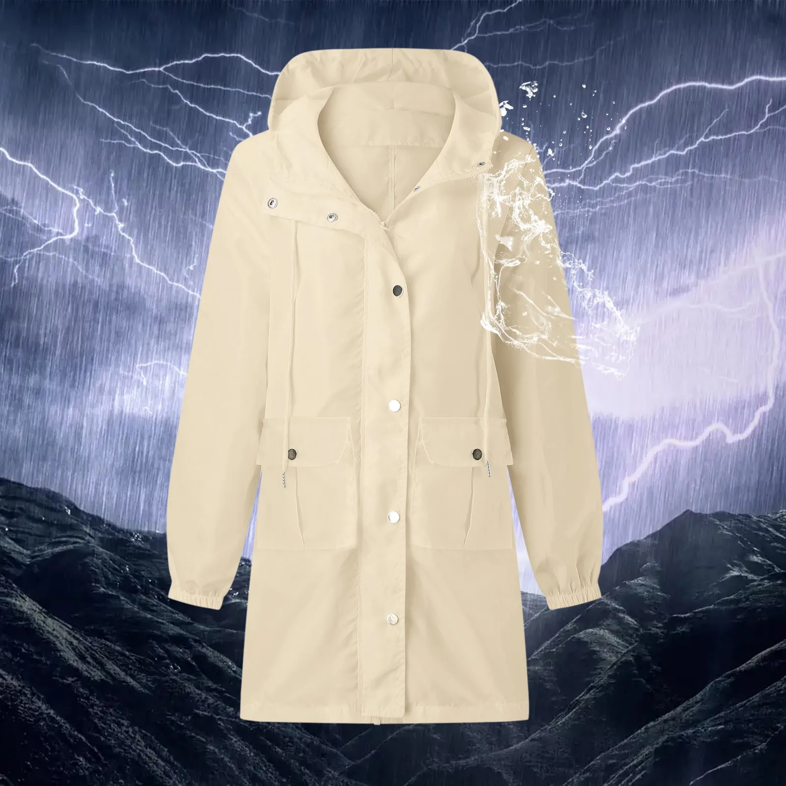 Women's Autumn And Winter Outdoor Long Punching Jacket Solid Color Loose Pocket Hooded Raincoat Windproof Waterproof Zipped Coat
Women's Autumn And Winter Outdoor Long Punching Jacket Solid Color Loose Pocket Hooded Raincoat Windproof Waterproof Zipped Coat