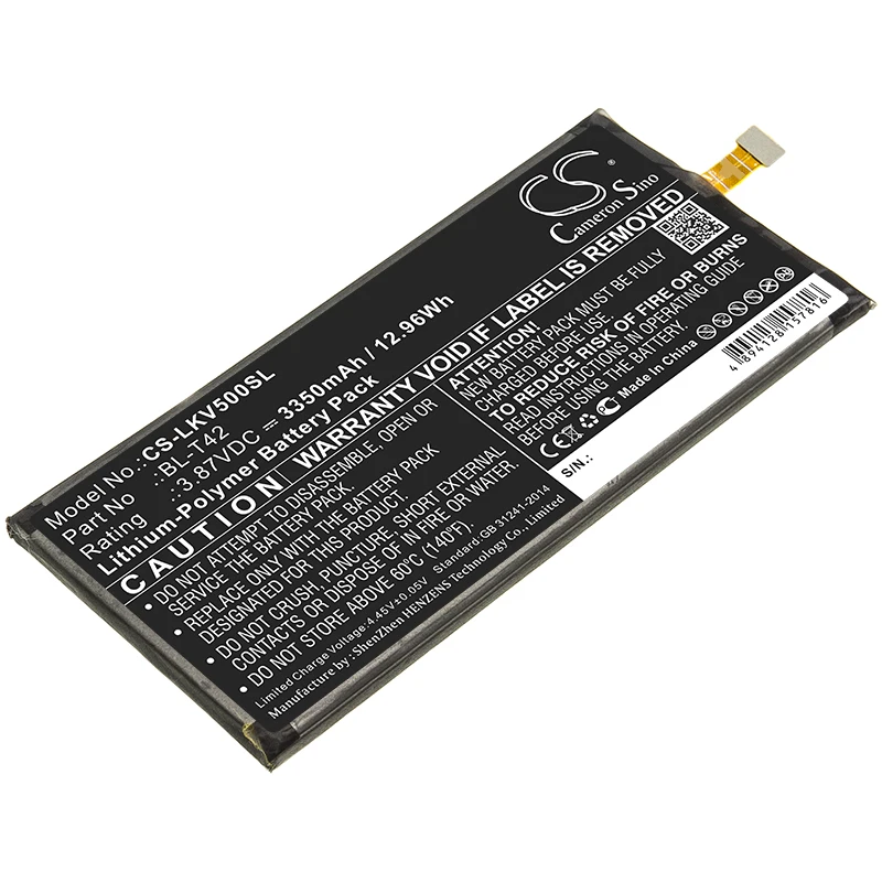 Cameron Sino For LG LMG850QM7X,LMG850UM9,LM-V450,LMV450PM,LMV450VMB,LM-V450VMB,LMV500EM,ThinQ 5G,V450VMB,V50 3350mAh / 12.96Wh
Cameron Sino For LG LMG850QM7X,LMG850UM9,LM-V450,LMV450PM,LMV450VMB,LM-V450VMB,LMV500EM,ThinQ 5G,V450VMB,V50 3350mAh / 12.96Wh